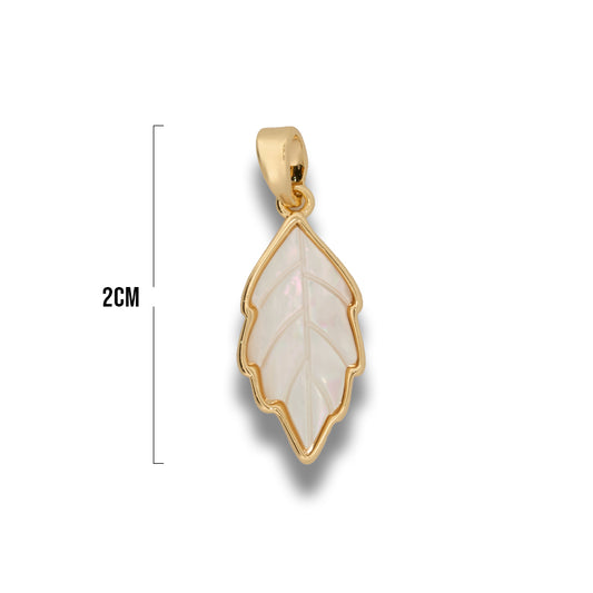 Dije Hoja Collar Nacar Dorado Rodinado