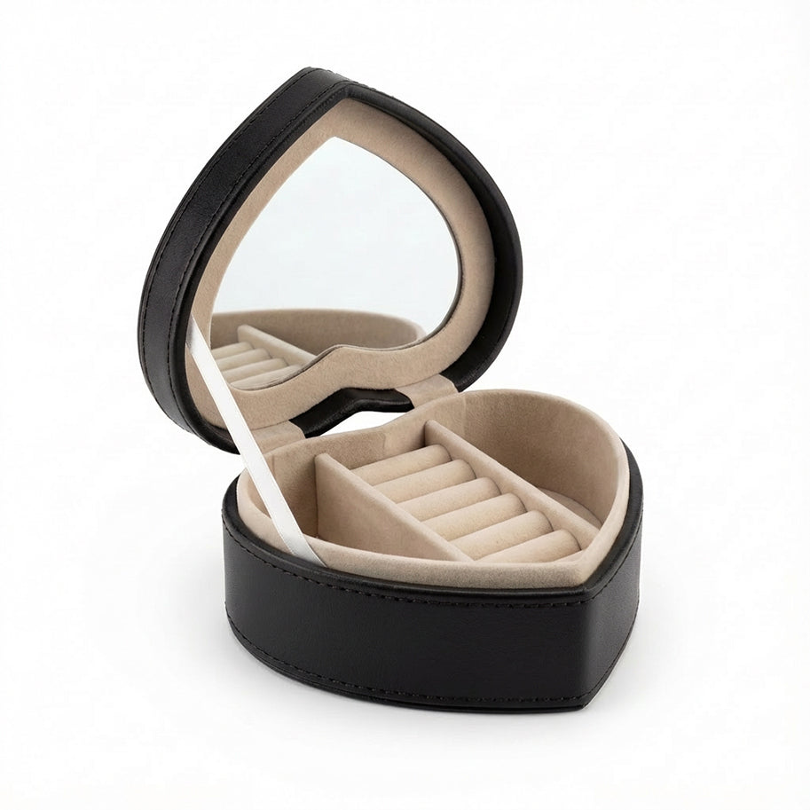 Joyero Corazón Negro Con Espejo