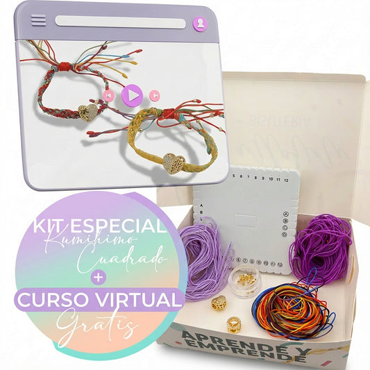 Kit de Kumihimo Cuadrado + Curso Virtual Gratis