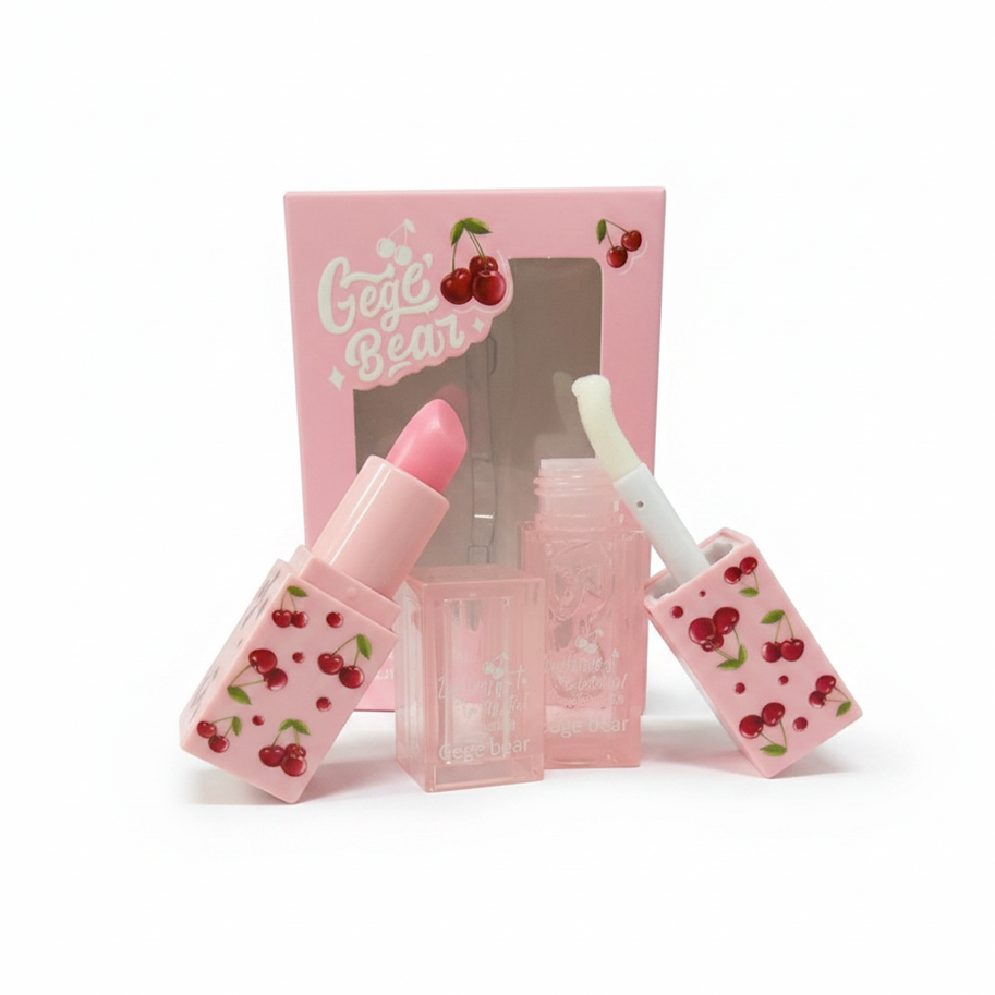 Kit Labial En Barra Y Liquido Gege Bear Cerezas