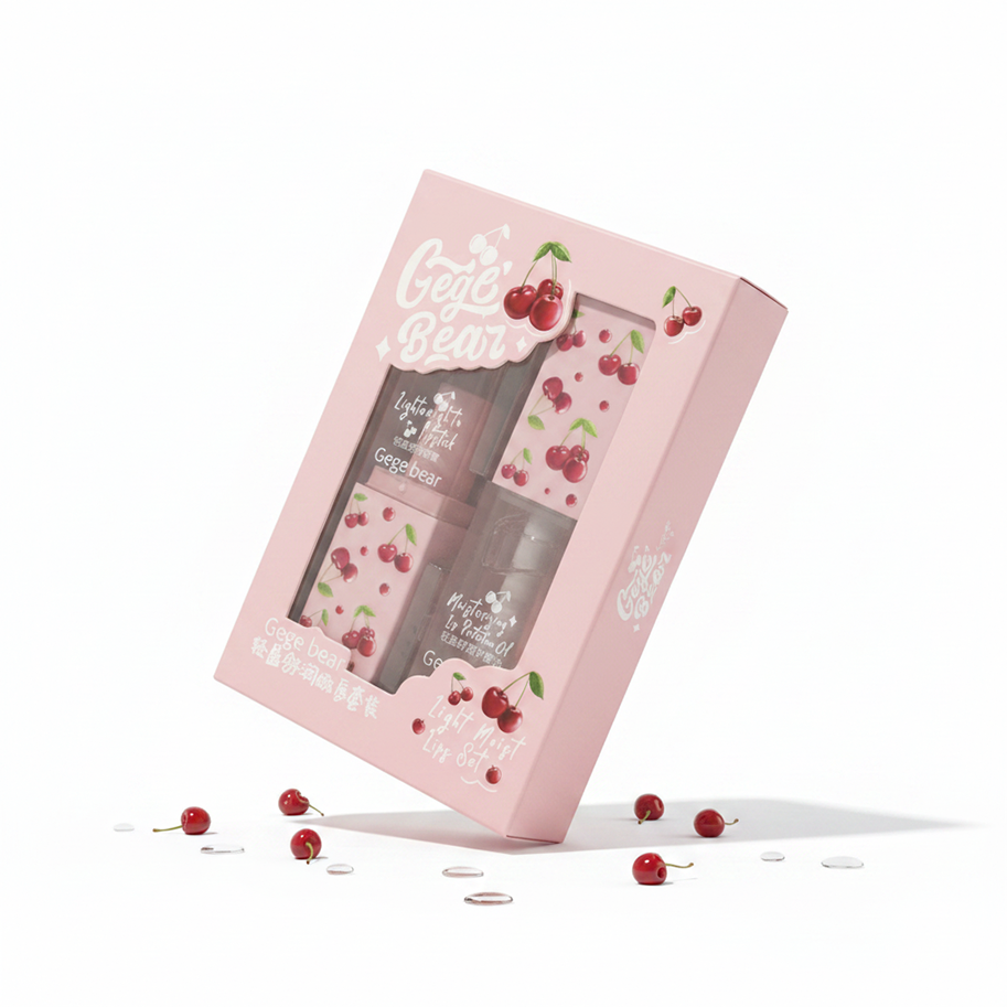 Kit Labial En Barra Y Liquido Gege Bear Cerezas