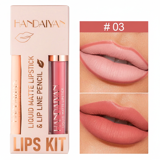 Kit Lapiz Delineador Labios + Labial Mate Handaiyan h1052-3