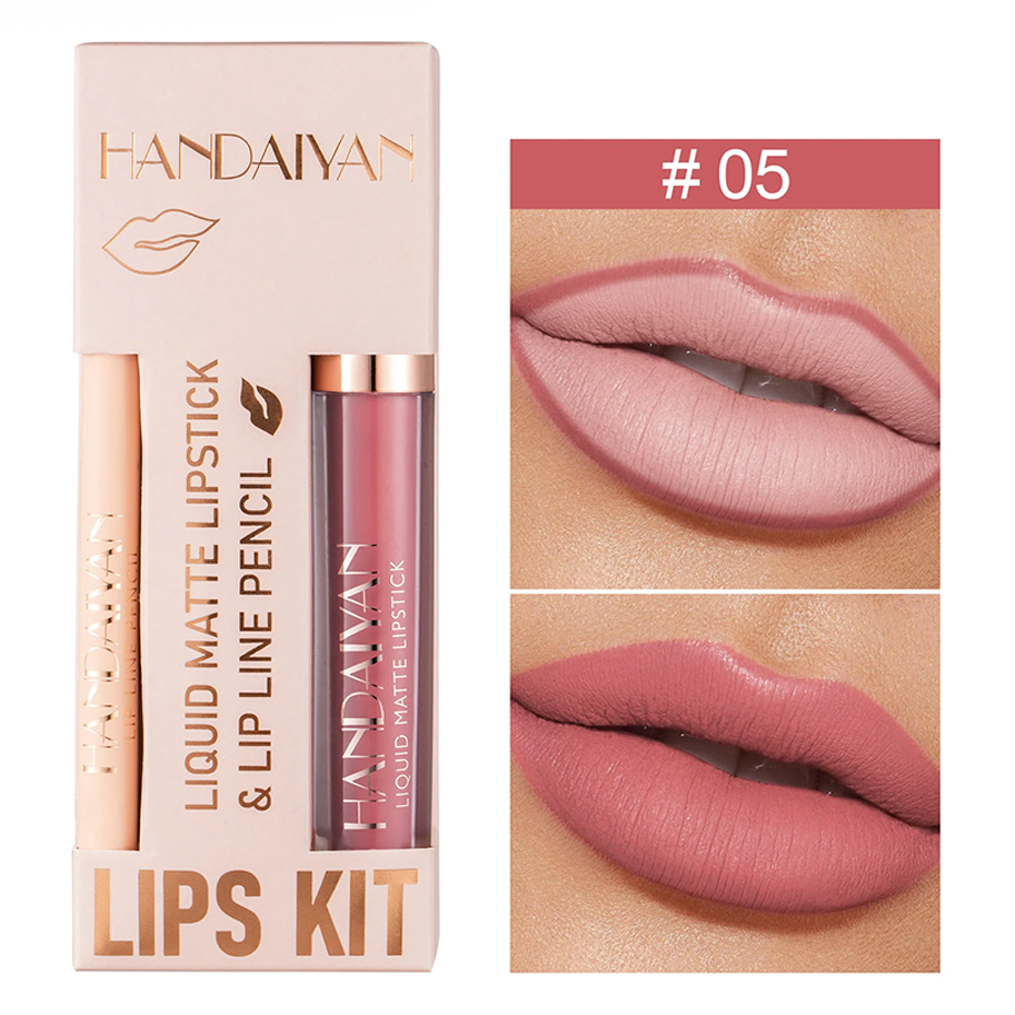 Kit Lapiz Delineador Labios + Labial Mate Handaiyan - #5
