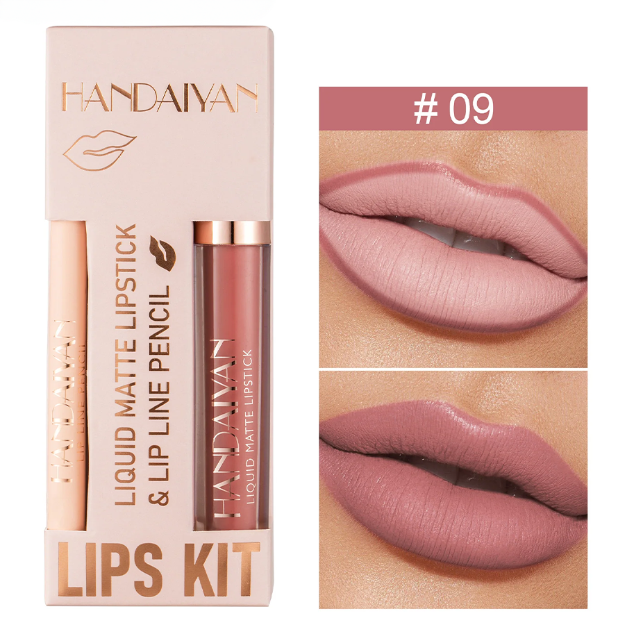 Kit Lapiz Delineador Labios + Labial Mate Handaiyan  - #9