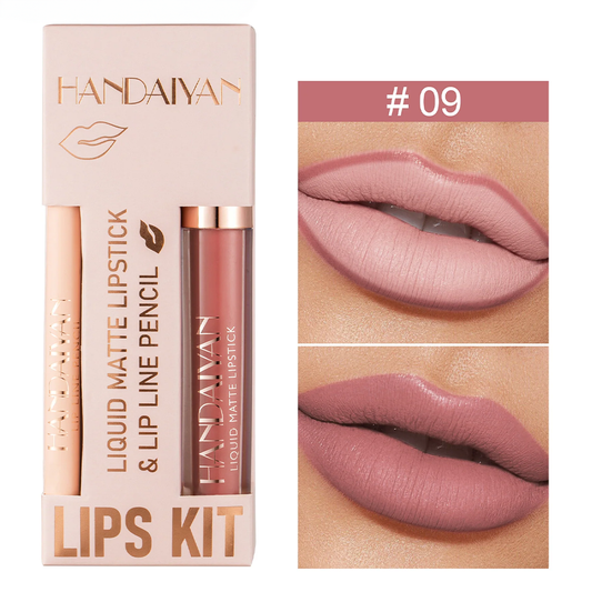 Kit Lapiz Delineador Labios + Labial Mate Handaiyan  - #9