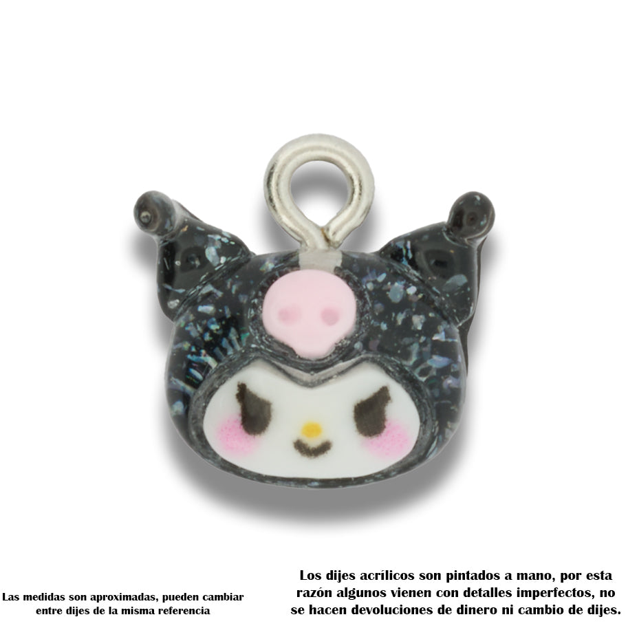 Dije Acrílico Kuromi Carita Transparente