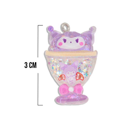 Dije Postre Kuromi Con Glitter Acrílico