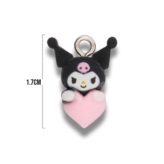 Dije Acrílico Kuromi Corazón Rosa