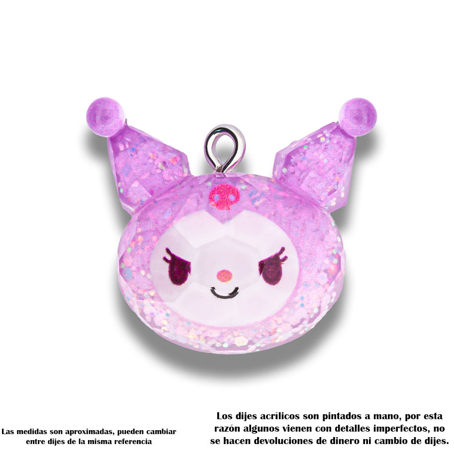 Dije Acrílico Kuromi Glitter