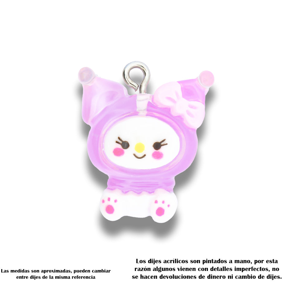 Dije Kuromi Lila Kawaii Transparente Acrílico