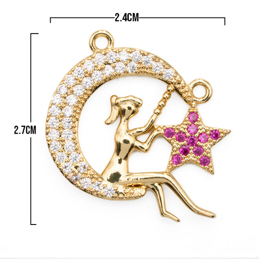 Dije Luna Niña Dorado Rodinado