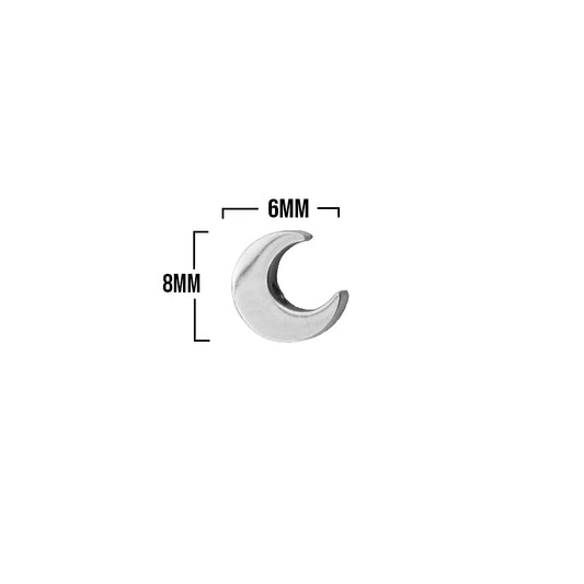 Dije Luna Pasador Plateado De Acero / 8mm
