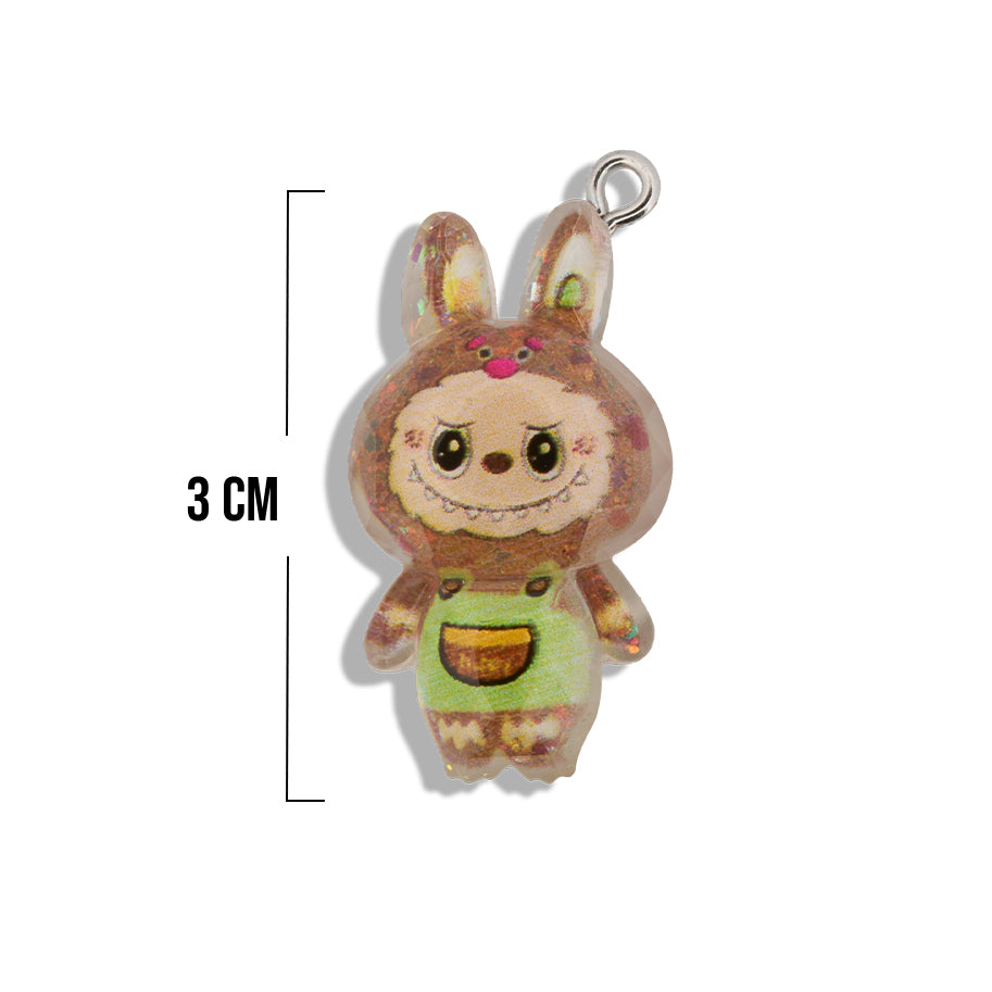 Dije Labubu Cafe Con Glitter Acrílico