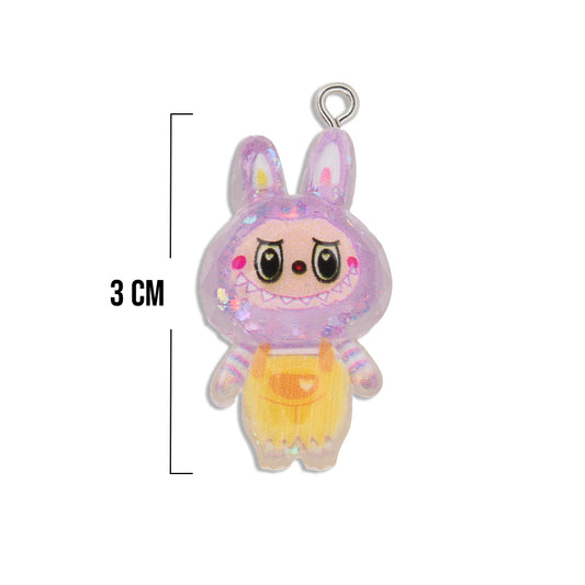 Dije Labubu Lila Con Glitter Acrílico