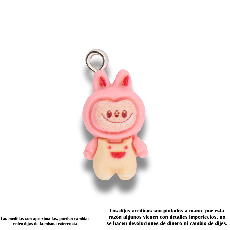Dije Acrílico Labubu Rosa