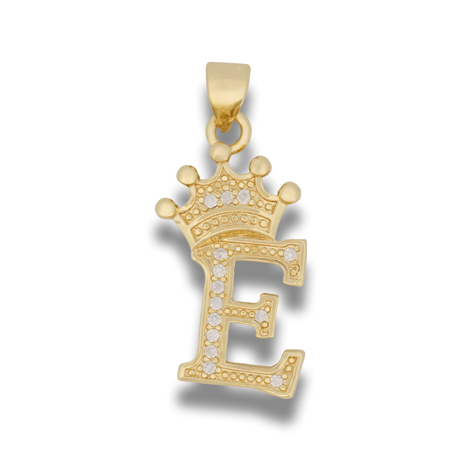 Dije letra E Corona Dorada Rodinada