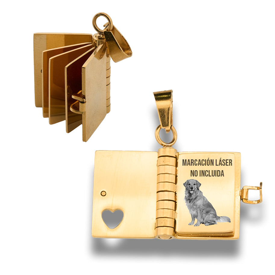 Dije Libro Del Amor Dorado De Acero