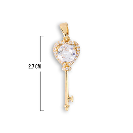 Dije Llave Circón Dorado Rodinado
