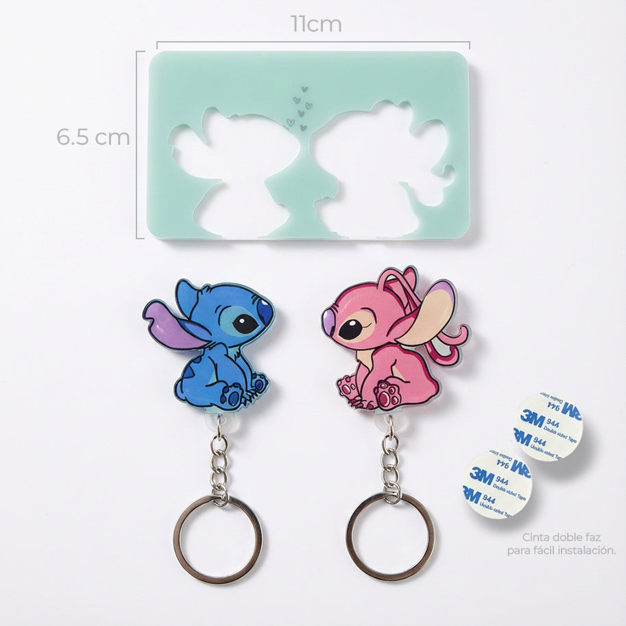 Llavero Mágico Stitch y Angel