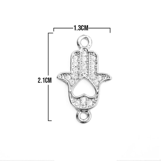 Dije Mano Hamsa Pulsera Plateado Rodinado