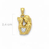 Mamá e Hija Corazon Piedra Blanca Dorado Rodinado