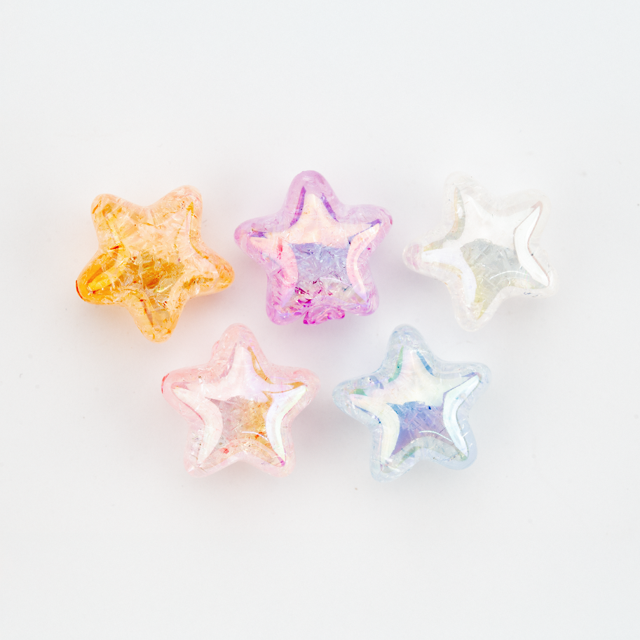 Estrella Craquelada Pasador Acrílico Perlado Surtido x Unidad