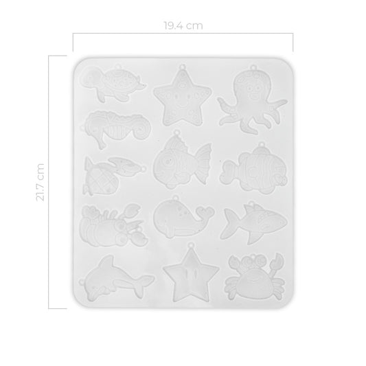 Molde De Silicona Animales De Mar 02 19cm x 21cm Para Resina