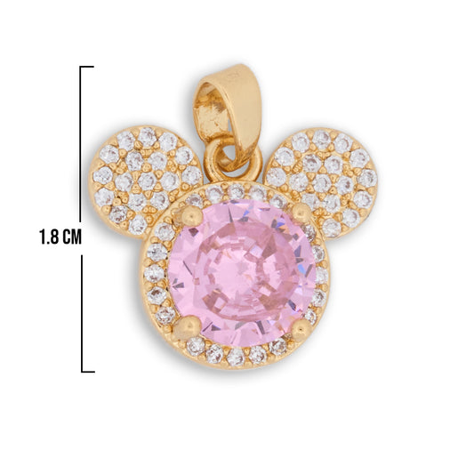 Dije Mickey Piedra Rosada Dorado Rodinado