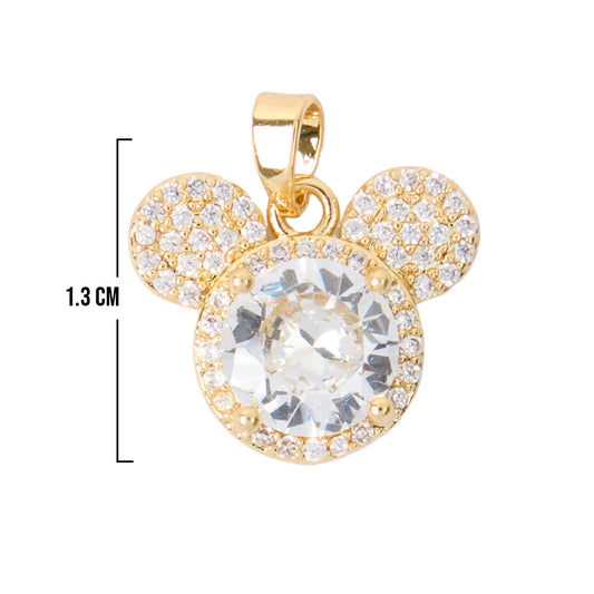 Dije Mickey Piedra Blanca Dorado Rodinado