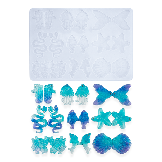 Molde De Silicona Animales De Mar 01 19cm x 13cm Para Resina