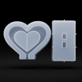Molde De Silicona Corazón 3D Grande + Base Para Marco De Fotos Para Resina