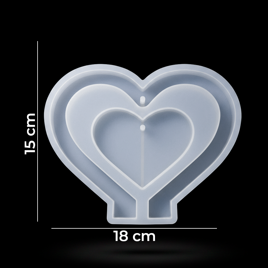 Molde De Silicona Corazón 3D Grande + Base Para Marco De Fotos Para Resina