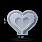 Molde De Silicona Corazón 3D Grande + Base Para Marco De Fotos Para Resina