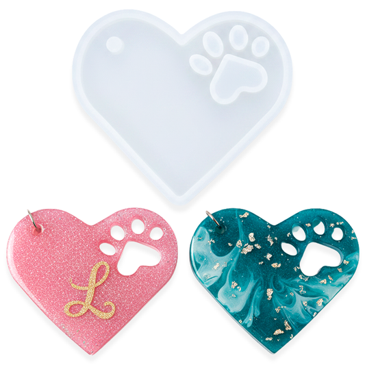 Molde De Silicona Corazón Con Huella 9 x 8 cm Para Resina