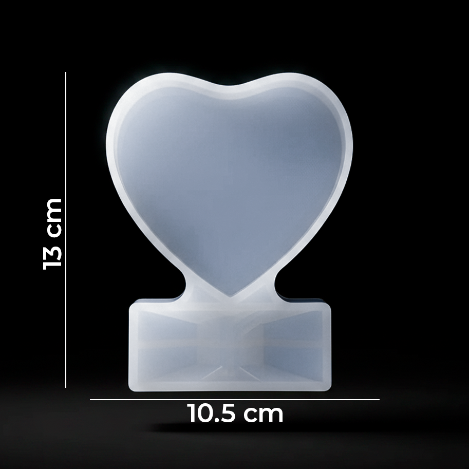 Molde De Silicona Corazón Pequeño + Base Para Marco De Fotos Para Resina
