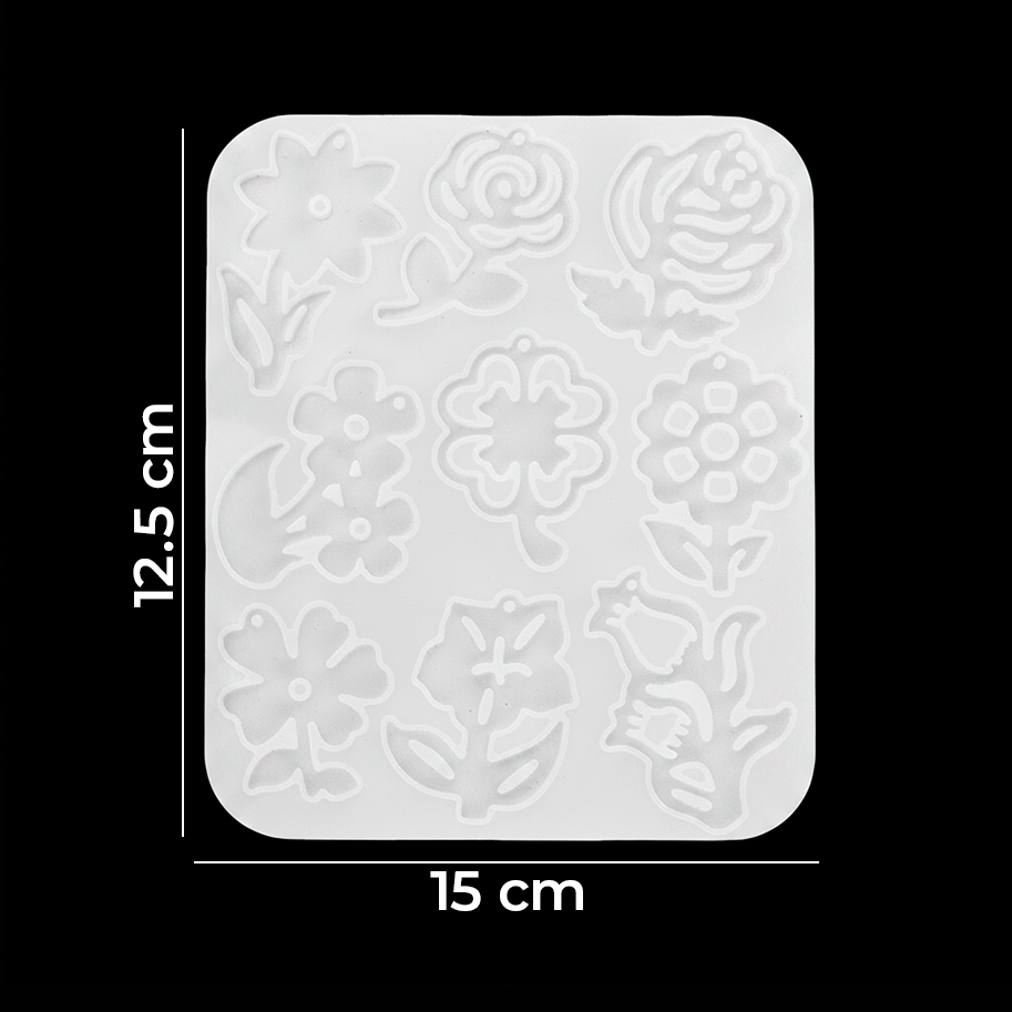 Molde De Silicona Flores Completas 15cm x 12cm Para Resina