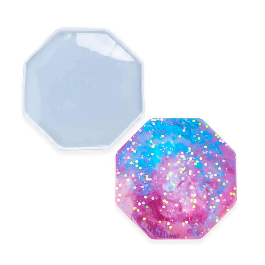 Molde De Silicona Portavasos Octagonal 12.5 cm Para Resina