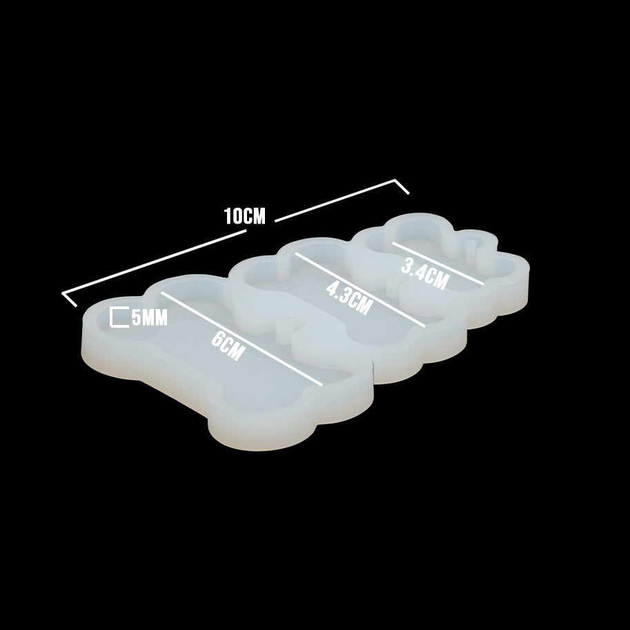 Molde De Silicona Hueso Perro x 3 Para Resina