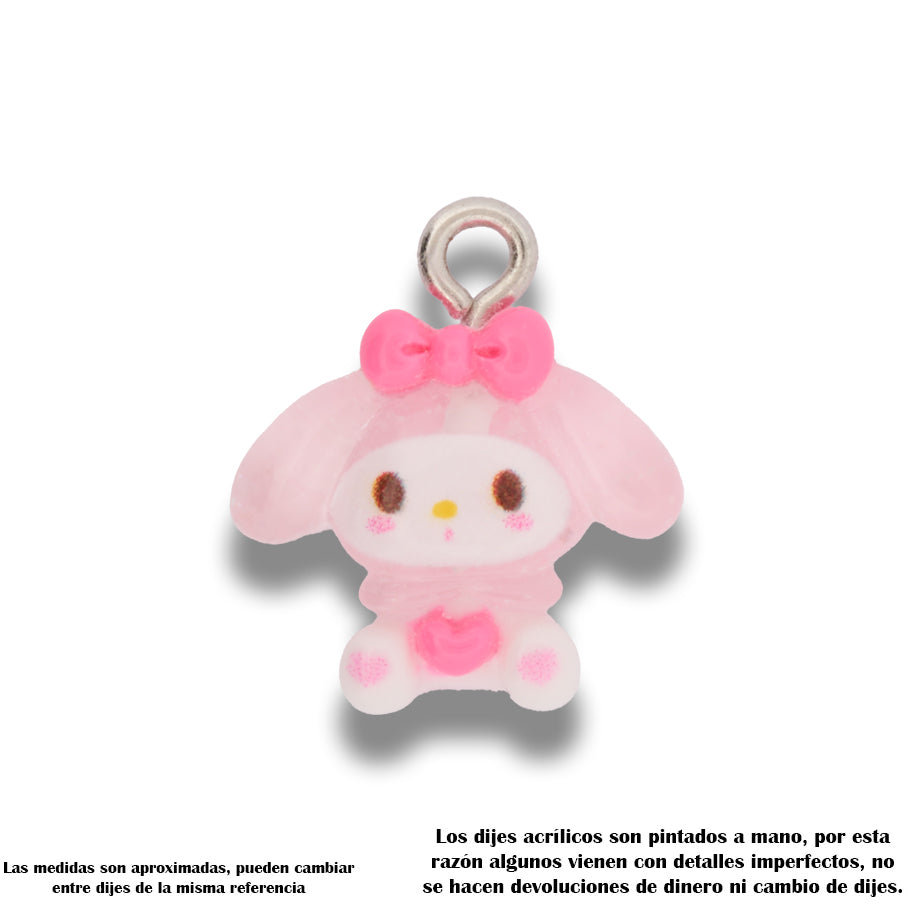 Dije Acrílico My Melody Corazón Transparente