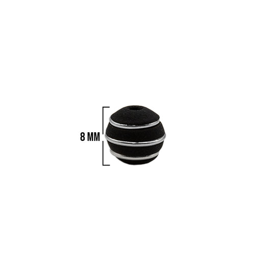 Bola Neopreno 3 Argollas Delgadas Plateadas 8mm / Negro