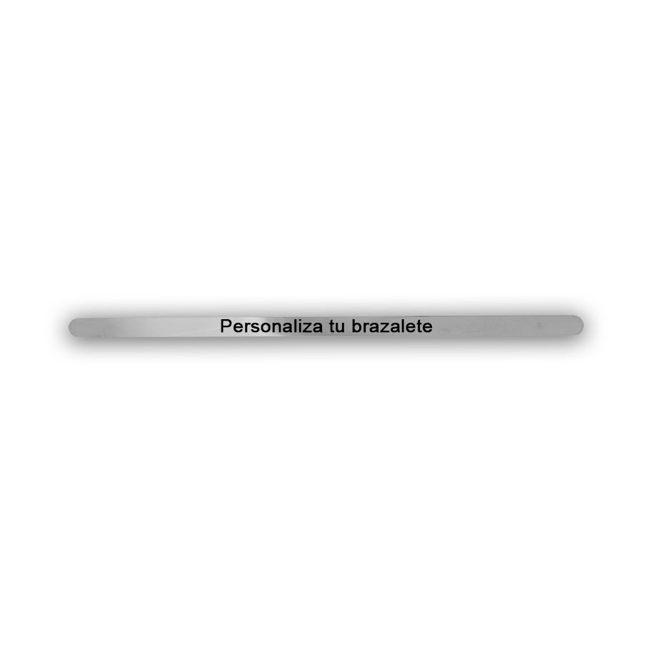 Brazalete Personalizable Plano De Acero 6mm Plateado + Marcación 1 Lado
