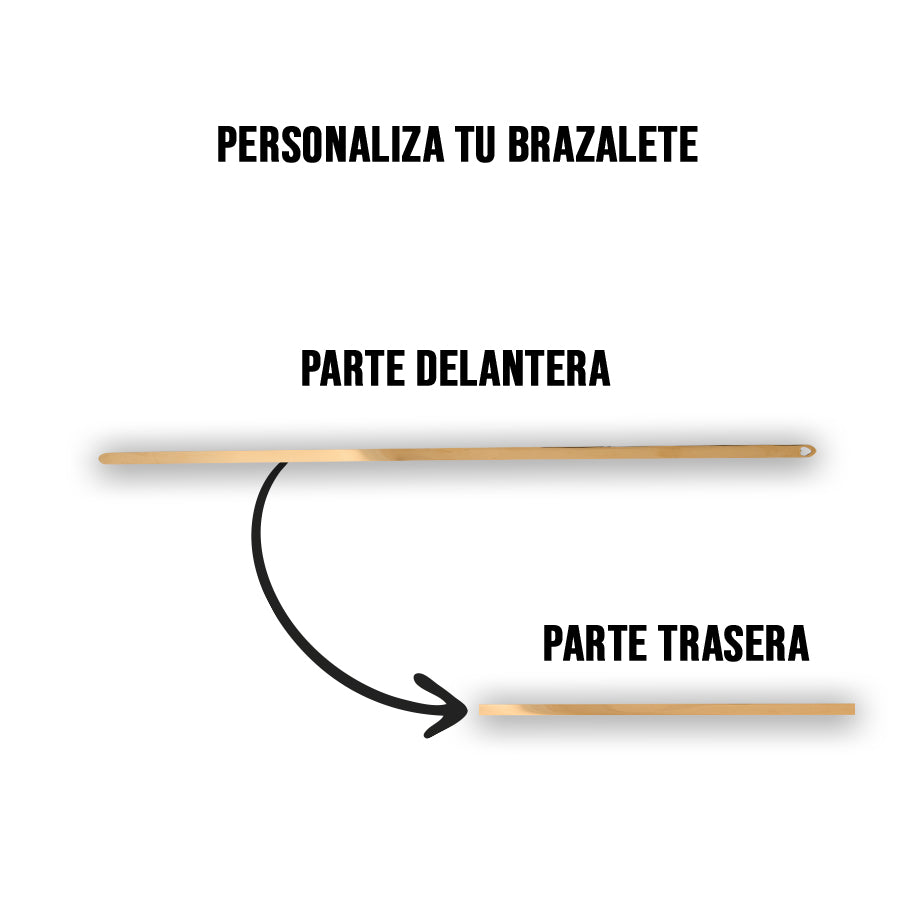 Brazalete Personalizable Plano Corazón De Acero 4mm Dorado + Marcación 1 Lado