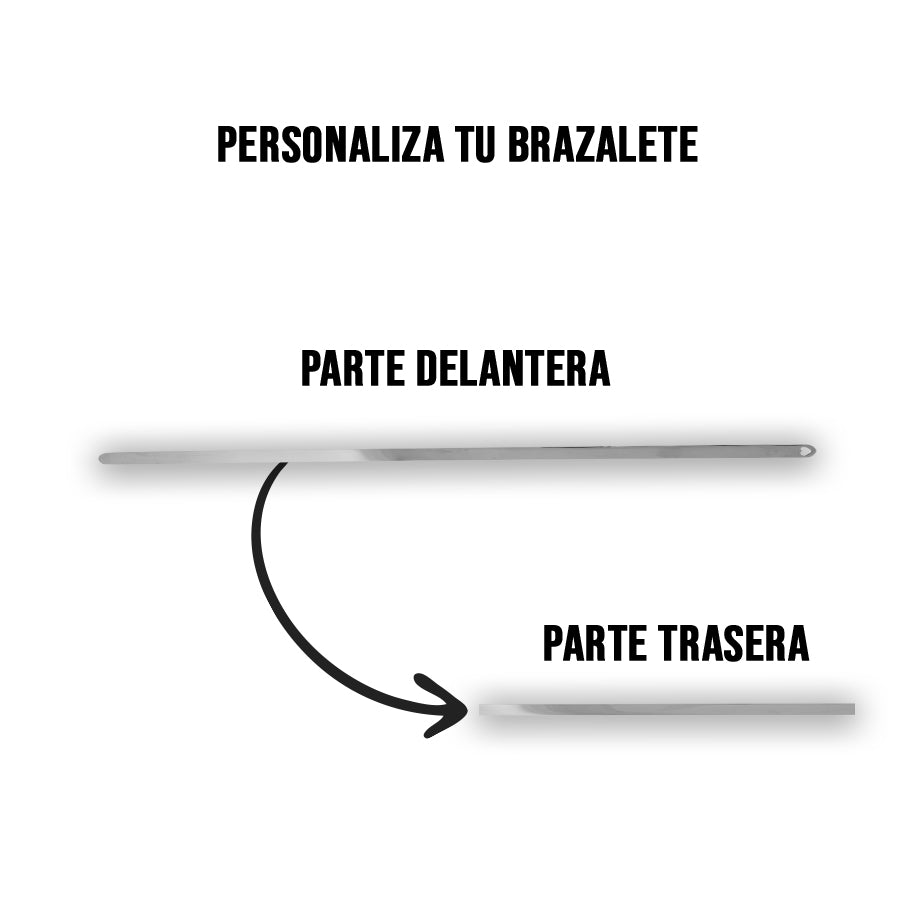 Brazalete Personalizable Plano Corazón De Acero 4mm Plateado + Marcación 1 Lado