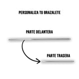 Brazalete Personalizable Plano Corazón De Acero 4mm Plateado + Marcación 1 Lado