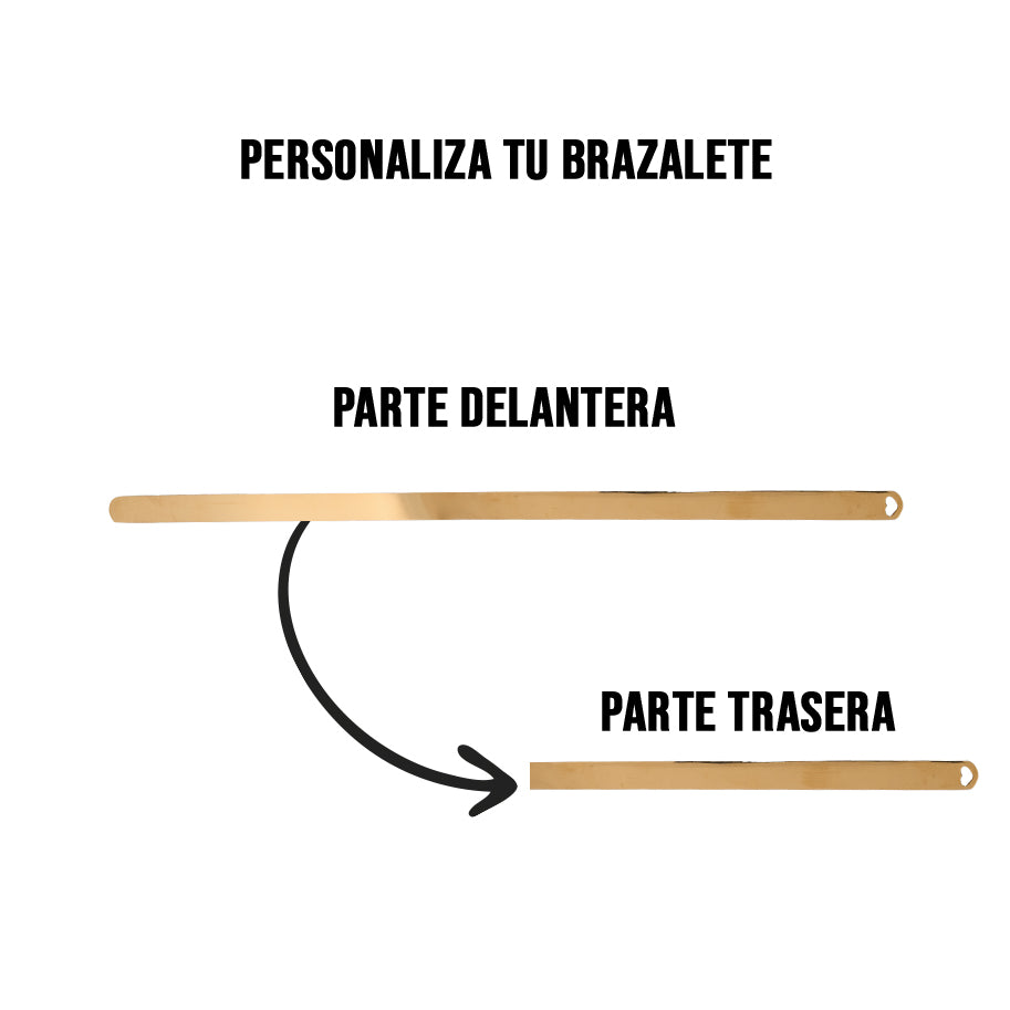 Brazalete Personalizable Plano Corazón De Acero 6mm Dorado + Marcación 1 Lado