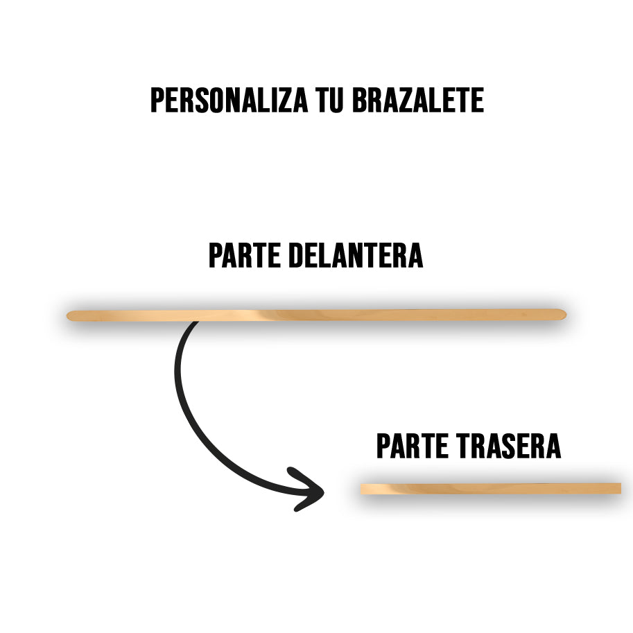 Brazalete Personalizable Plano De Acero 4mm Dorado + Marcación 1 Lado