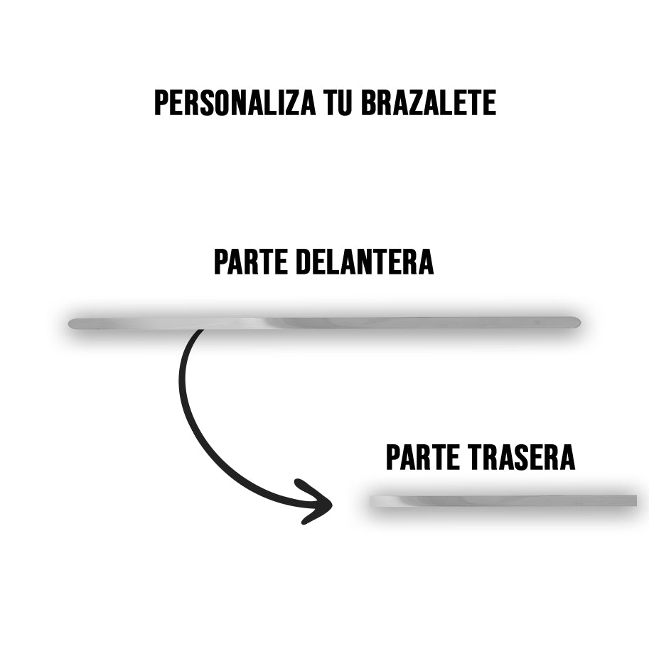 Brazalete Personalizable Plano De Acero 4mm Plateado + Marcación 1 Lado