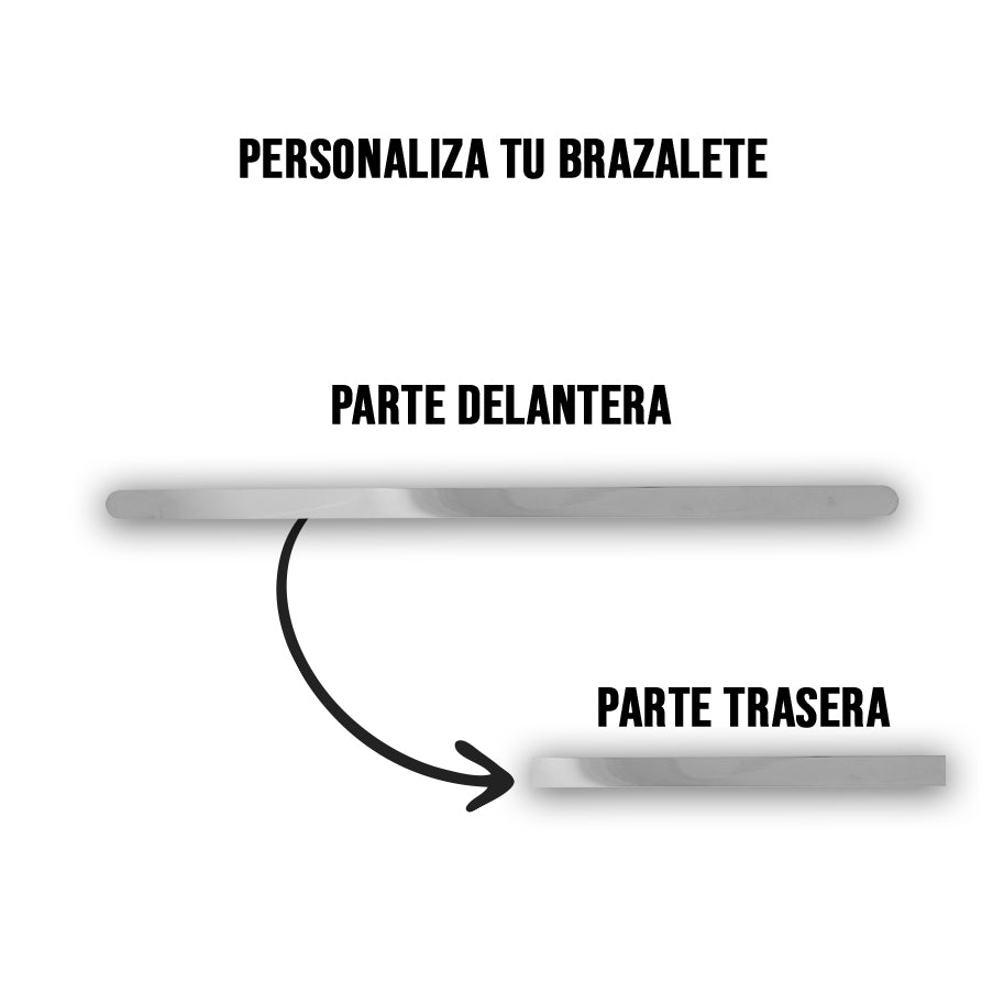 Brazalete Personalizable Plano De Acero 6mm Plateado + Marcación 1 Lado