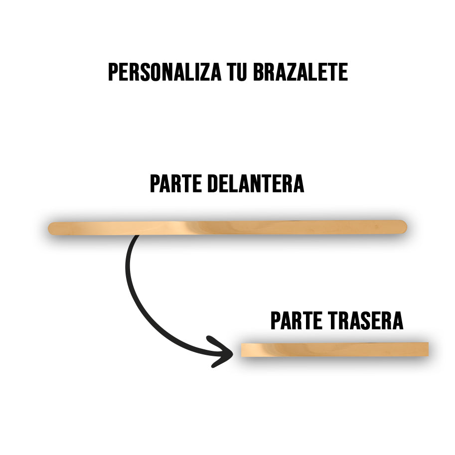 Brazalete Personalizable Plano De Acero 6mm Dorado + Marcación 1 Lado