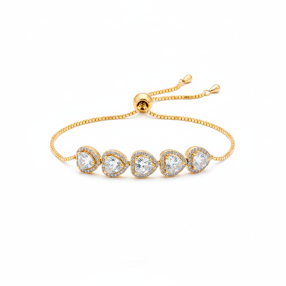 Pulsera Ajustable Corazon Dorado